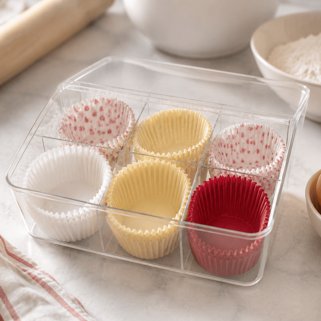 Cupcake Liner Organizer in use