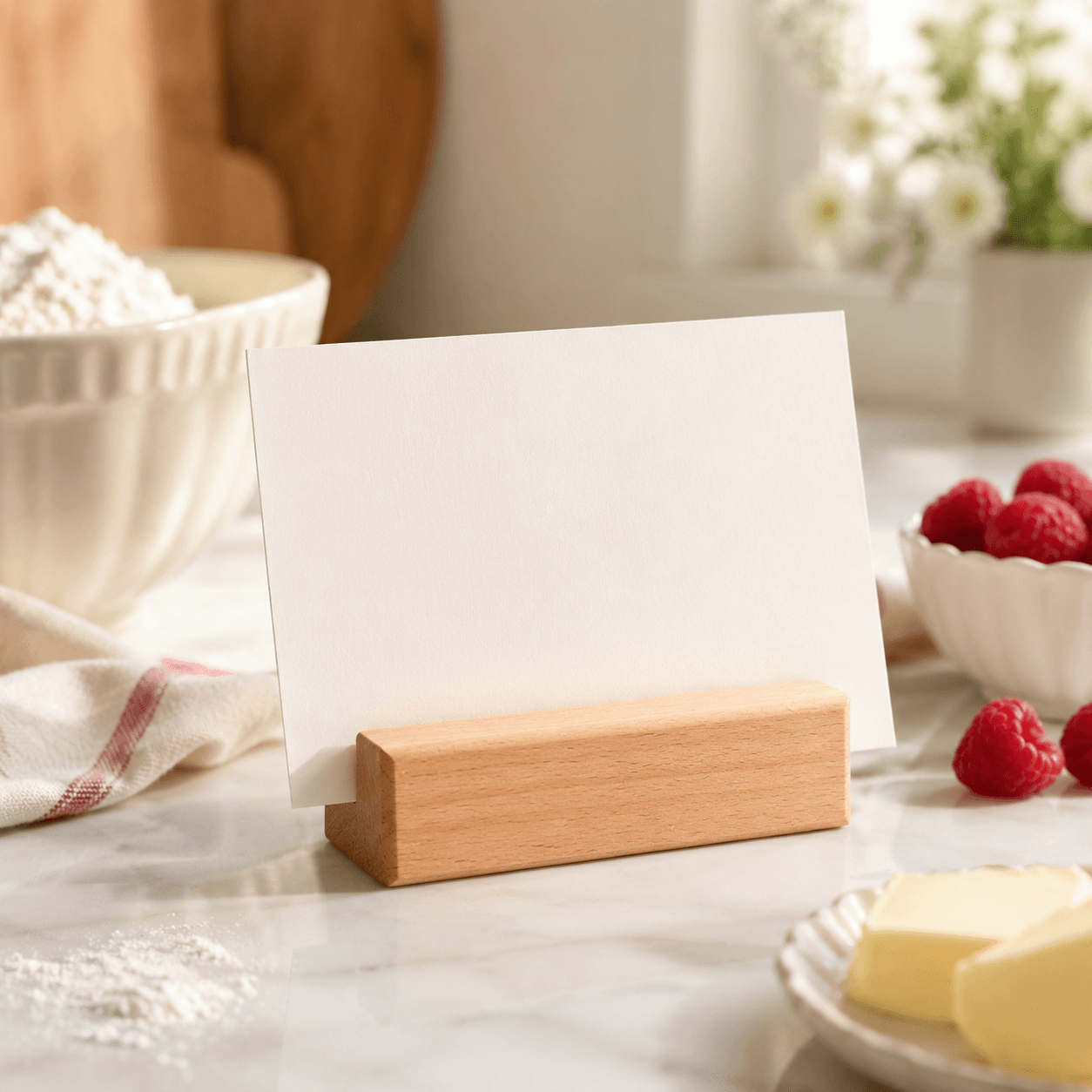 Recipe Card Stand in use